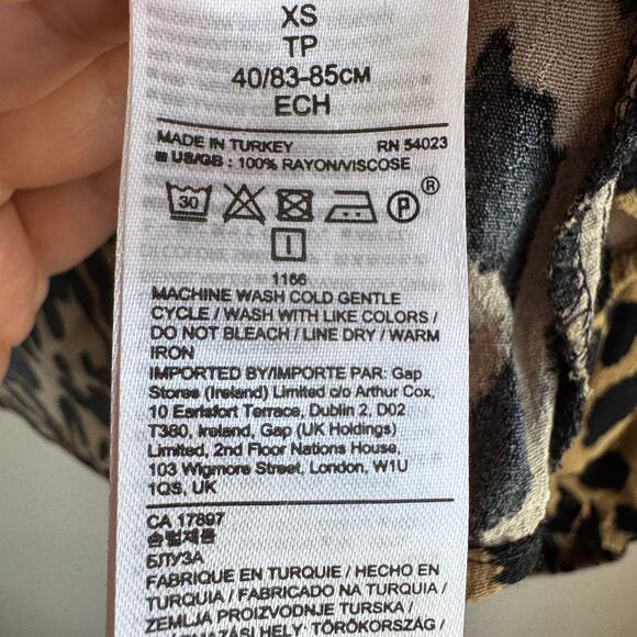 Banana Republic Peplum Leopard Print Tan Black Cinched Long Sleeve Sz XS - Picture 3 of 4